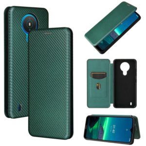 For Nokia 1.4 Carbon Fiber Texture Horizontal Flip TPU + PC + PU Leather Case with Card Slot(Green) (OEM)