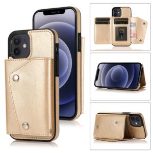For iPhone 12 mini Shockproof PU + TPU Leather Case with Card Slots & Holder & Photo Frame & Wallet & Lanyard (Gold) (OEM)