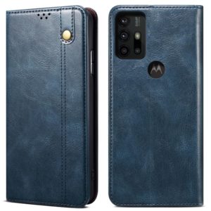 For Motorola Moto G30 Simple Wax Crazy Horse Texture Horizontal Flip Leather Case with Card Slots & Wallet(Navy Blue) (OEM)