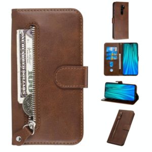 For Xiaomi Redmi Note 8 Pro Fashion Calf Texture Zipper Horizontal Flip PU Leather Case, with Holder & Card Slots & Wallet(Brown) (OEM)