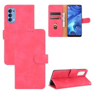 For OPPO Reno4 5G Solid Color Skin Feel Magnetic Buckle Horizontal Flip Calf Texture PU Leather Case with Holder & Card Slots & Wallet(Rose Red) (OEM)