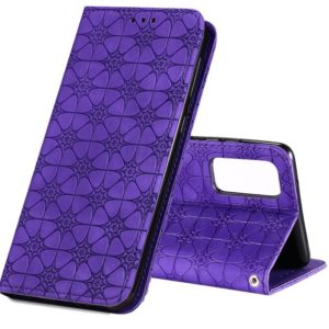 For Samsung Galaxy S20 FE Lucky Flowers Embossing Pattern Magnetic Horizontal Flip Leather Case with Holder & Card Slots(Purple) (OEM)