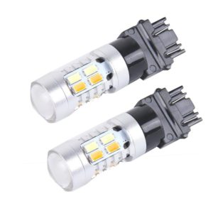 2 PCS T25/3157 10W 1000 LM 6000K White + Yellow Light Turn Signal Light with 20 SMD-5730-LED Lamps And Len. DC 12-24V (OEM)
