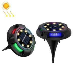 Outdoor Solar Underground Lamp Rotating Buried Lawn Lamp , Spec: 8 LEDs Warm+Color Light (Plastic Shell) (OEM)