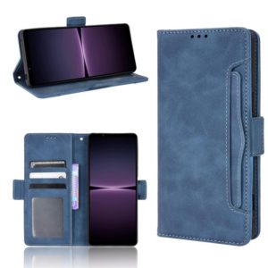 For Sony Xperia 1 IV Skin Feel Calf Texture Card Slots Leather Phone Case(Blue) (OEM)