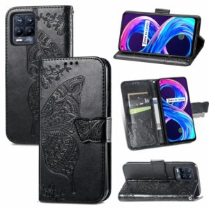 For Realme V13 5G/ 8 5G / Q3i 5G / Q3 5G Butterfly Love Flowers Embossed Horizontal Flip Leather Case with Holder & Card Slots & Wallet & Lanyard(Black) (OEM)