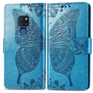 Butterfly Love Flowers Embossing Horizontal Flip Leather Case for Huawei Mate 20, with Holder & Card Slots & Wallet & Lanyard (Blue) (OEM)