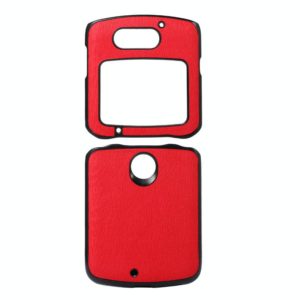 For Motorola Moto Razr 5G Wood Texture PU Phone Case(Red) (OEM)