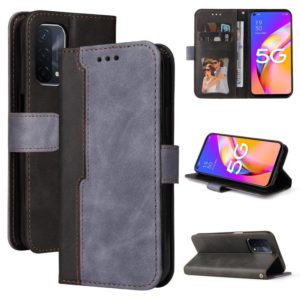 For OPPO A93 5G CN Version/A74 5G/A54 5G Business Stitching-Color Horizontal Flip PU Leather Case with Holder & Card Slots & Photo Frame & Lanyard(Grey) (OEM)
