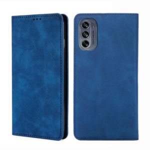 For Motorola Moto G62 5G Skin Feel Magnetic Horizontal Flip Leather Phone Case(Blue) (OEM)