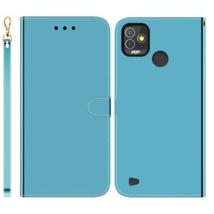 For Tecno Pop 5P Imitated Mirror Surface Horizontal Flip Leather Phone Case(Blue) (OEM)