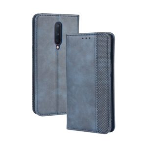 For OnePlus 8 Magnetic Buckle Retro Crazy Horse Texture Horizontal Flip Leather Case , with Holder & Card Slots & Photo Frame(Blue) (OEM)