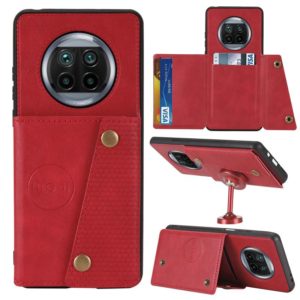 For Xiaomi Mi 10T Lite 5G Double Buckle PU + TPU Shockproof Magnetic Protective Case with Card Slot & Holder(Red) (OEM)