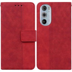 For Motorola Edge+ 2022 / Edge 30 Pro Geometric Embossed Leather Phone Case(Red) (OEM)