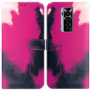 For Tecno Phantom X Watercolor Pattern Horizontal Flip Leather Phone Case(Berry Color) (OEM)