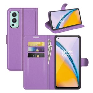 For OnePlus Nord 2 5G Litchi Texture Horizontal Flip Protective Case with Holder & Card Slots & Wallet(Purple) (OEM)