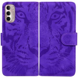 For Motorola Moto G Stylus 4G 2022 Tiger Embossing Pattern Horizontal Flip Leather Phone Case(Purple) (OEM)