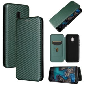 For Nokia C1 Plus Carbon Fiber Texture Horizontal Flip TPU + PC + PU Leather Case with Card Slot(Green) (OEM)