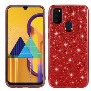 For Samsung Galaxy A21s Glitter Powder Shockproof TPU Protective Case(Red) (OEM)