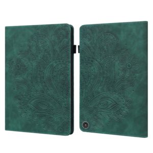 For Amazon Kindle Fire HD 8 2020 Peacock Embossed Pattern TPU + PU Horizontal Flip Leather Case with Holder & Card Slots & Wallet & Sleep / Wake-up Function(Green) (OEM)