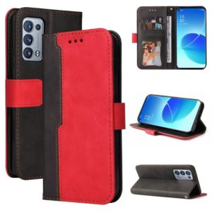 For OPPO Reno6 Pro 5G / Reno6 Pro+ 5G Business Stitching-Color Horizontal Flip PU Leather Case with Holder & Card Slots & Photo Frame & Lanyard(Red) (OEM)