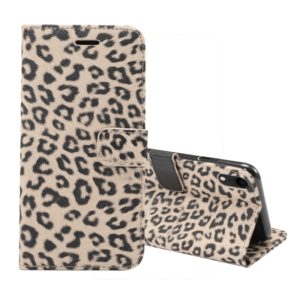 For iPhone XR Leopard Pattern Horizontal Flip Leather Case with Holder & Card Slots(Brown) (OEM)