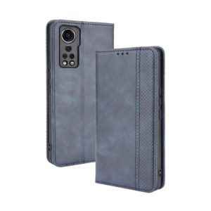 For ZTE Axon 30 5G Magnetic Buckle Retro Pattern Horizontal Flip Leather Case with Holder & Card Slot & Wallet(Blue) (OEM)