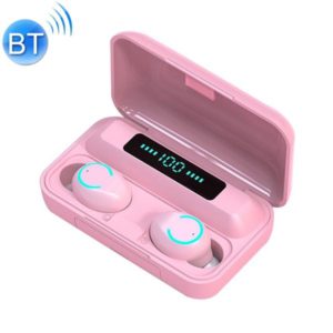 F9-9 TWS CVC8.0 Noise Cancelling Bluetooth Earphone with Charging Box, Support Touch Lighting Effect & Three-screen LED Power Display & Power Bank & Mobile Phone Holder & HD Call & Voice Assistant(Pink) (OEM)