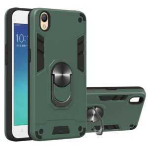 For OPPO A37 2 in 1 Armour Series PC + TPU Protective Case with Ring Holder(Dark Green) (OEM)