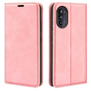 For Motorola Moto G52J 5G Retro-skin Magnetic Suction Flip Leather Phone Case(Pink) (OEM)