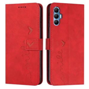 For Tecno Spark 8P Skin Feel Heart Pattern Leather Phone Case(Red) (OEM)