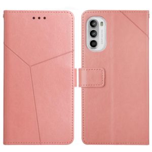 For Motorola Moto G52 Y Stitching Horizontal Flip Leather Phone Case(Rose Gold) (OEM)