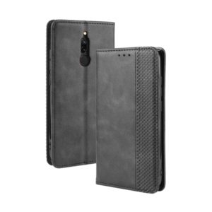 For Xiaomi Redmi 8 Magnetic Buckle Retro Crazy Horse Texture Horizontal Flip Leather Case with Holder & Card Slots & Photo Frame(Black) (OEM)