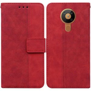 For Nokia 5.3 Geometric Embossed Leather Phone Case(Red) (OEM)