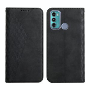 For Motorola Moto G60 /G40 Diamond Pattern Splicing Skin Feel Magnetic Horizontal Flip Leather Case with Card Slots & Holder & Wallet(Black) (OEM)