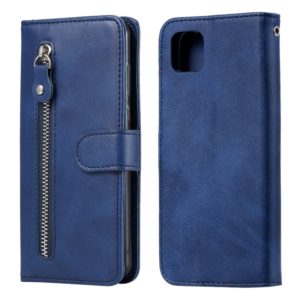 For Huawei Y5p Fashion Calf Texture Zipper Horizontal Flip Leather Case with Stand & Card Slots & Wallet Function(Blue) (OEM)