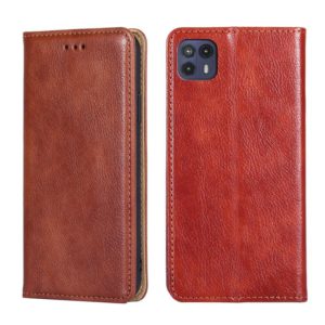 For Motorola Moto G50 5G Gloss Oil Solid Color Magnetic Leather Phone Case(Brown) (OEM)