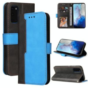 For Samsung Galaxy S20 Business Stitching-Color Horizontal Flip PU Leather Case with Holder & Card Slots & Photo Frame(Blue) (OEM)