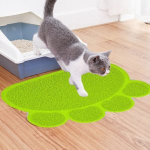 PVC Claw Shaped Cat Litter Mat Pet Placemat Anti-skid Floor Mat Pet Supplies(Yellow Green) (OEM)
