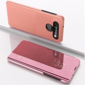 For LG K51S Plated Mirror Horizontal Flip Leather Case with Holder(Rose Gold) (OEM)