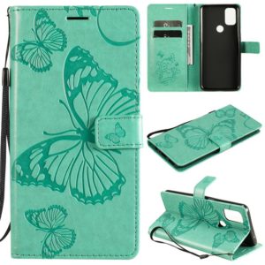 For OnePlus Nord N10 5G 3D Butterflies Embossing Pattern Horizontal Flip Leather Case with Holder & Card Slot & Wallet(Green) (OEM)