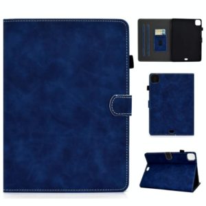 For iPad Air 2022 / 2020 10.9 Cowhide Texture Horizontal Flip Leather Case with Holder & Card Slots & Sleep / Wake-up Function(Blue) (OEM)
