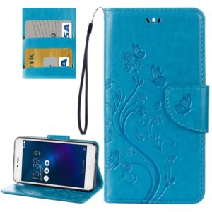For Asus Zenfone 3 Max / ZC520TL Butterflies Love Flowers Embossing Horizontal Flip Leather Case with Holder & Card Slots & Wallet & Lanyard(Blue) (OEM)