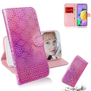 For LG K62 / K52 / Q52 Solid Color Colorful Magnetic Buckle Horizontal Flip PU Leather Case with Holder & Card Slots & Wallet & Lanyard(Pink) (OEM)