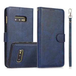For Samsung Galaxy S10e Calf Texture 2 in 1 Detachable Magnetic Back Cover Horizontal Flip Leather Case with Holder & Card Slots & Wallet & Photo Frame(Blue) (OEM)