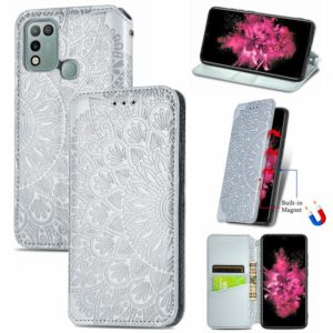 For Infinix Hot 10 Play Blooming Mandala Embossed Pattern Magnetic Horizontal Flip Leather Case with Holder & Card Slots & Wallet(Gray) (OEM)