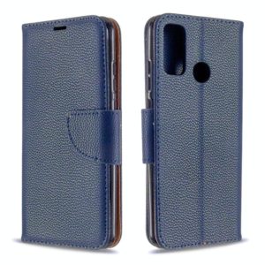 For Huawei P Smart (2020) Litchi Texture Pure Color Horizontal Flip PU Leather Case with Holder & Card Slots & Wallet & Lanyard(Dark Blue) (OEM)