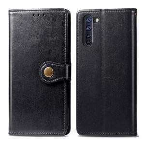 For OPPO Reno3 A Solid Color Leather Buckle Phone Case with Lanyard & Photo Frame & Card Slot & Wallet & Stand Function(Black) (OEM)