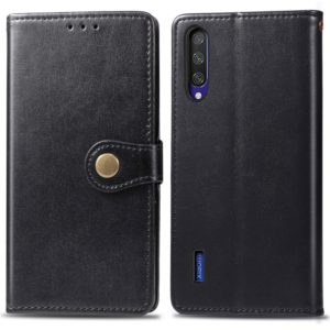 Retro Solid Color Leather Buckle Mobile Phone Protection Leather Case with Lanyard & Photo Frame & Card Slot & Wallet & Bracket Function for Xiaomi Mi CC9e(Black) (OEM)