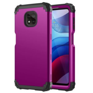 For Motorola Moto G Power 2021 3 in 1 Shockproof PC + Silicone Protective Case(Dark Purple + Black) (OEM)